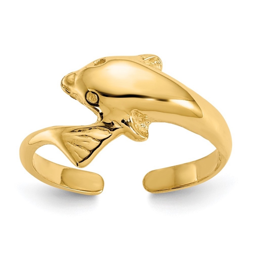 Solid 10k Gold Dolphin Toe Ring